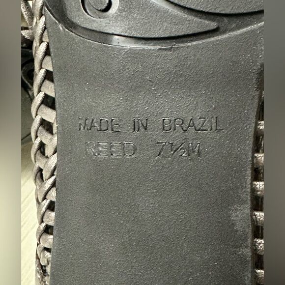 Brighton Pewter Silver Woven Reed Slides with Buckle Open Toe High Heels 7.5 - Picture 11 of 11